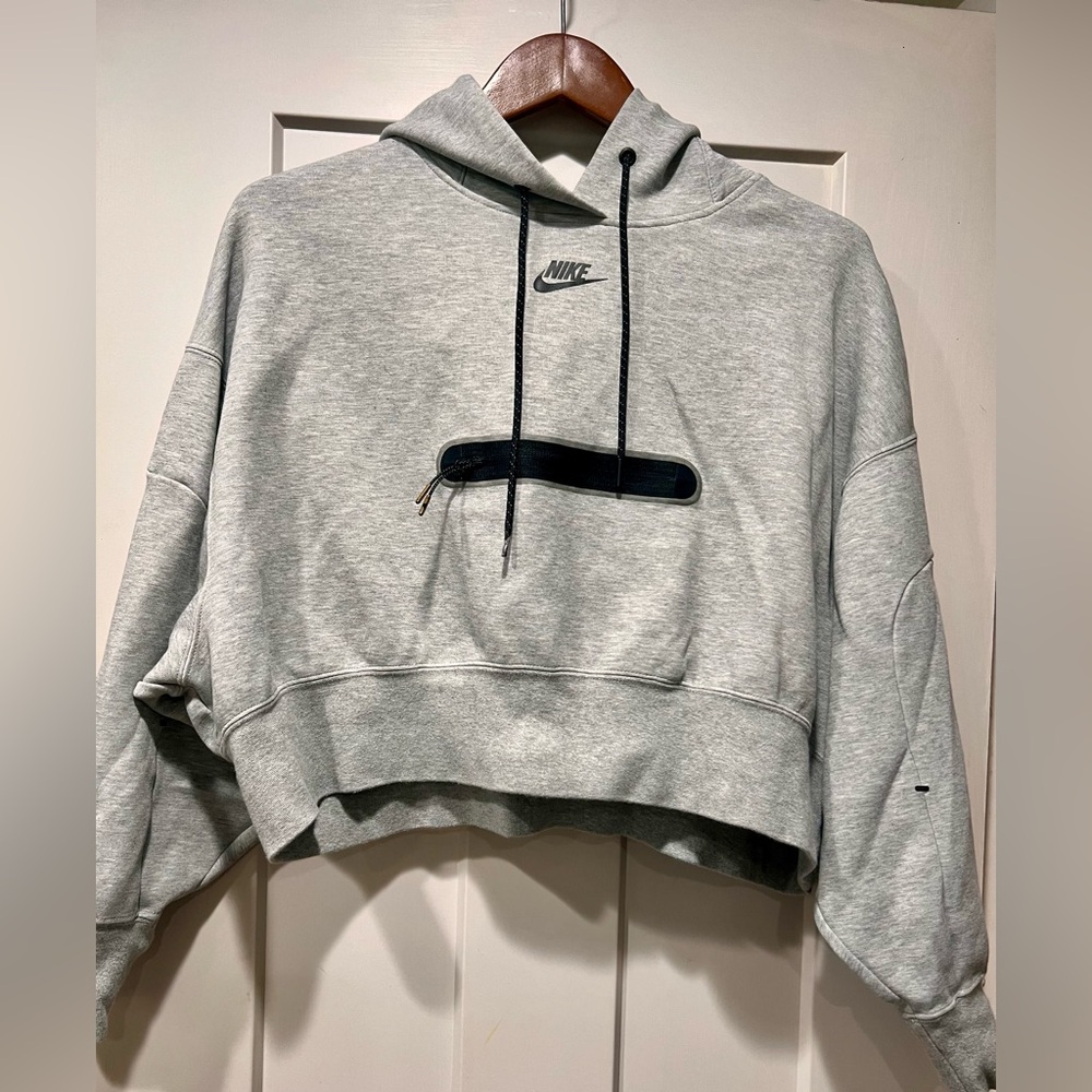 Womens Nike Sportwear Tech fleece oversized crop pullover hoodie XS - Picture 2 of 5